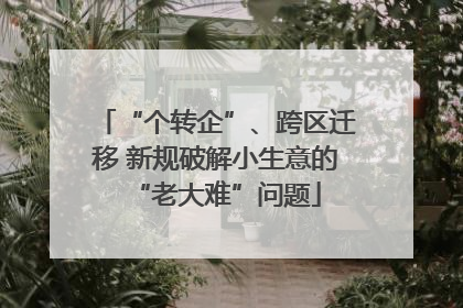 “个转企”、跨区迁移 新规破解小生意的“老大难”问题