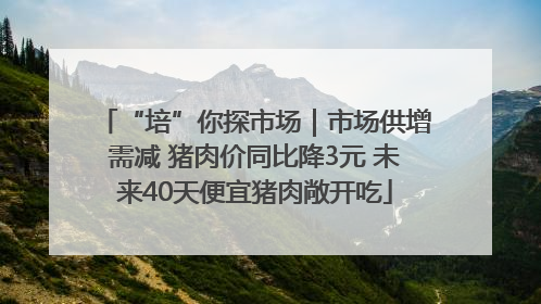 “培”你探市场｜市场供增需减 猪肉价同比降3元 未来40天便宜猪肉敞开吃