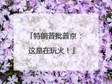 特朗普批普京：这是在玩火！