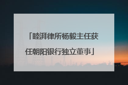 睦湃律所杨毅主任获任朝阳银行独立董事