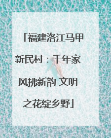 福建洛江马甲新民村：千年家风拂新韵 文明之花绽乡野