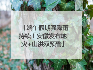 端午假期强降雨持续！安徽发布地灾+山洪双预警
