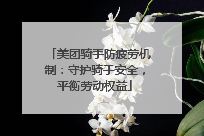 美团骑手防疲劳机制:守护骑手安全,平衡劳动权益