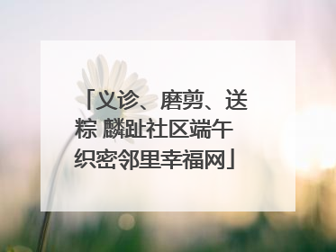 义诊、磨剪、送粽 麟趾社区端午织密邻里幸福网