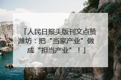 人民日报头版刊文点赞潍坊：把“当家产业”做成“担当产业”！