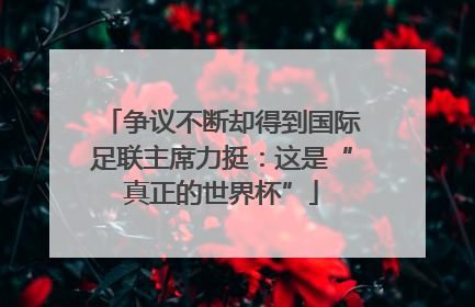 争议不断却得到国际足联主席力挺：这是“真正的世界杯”