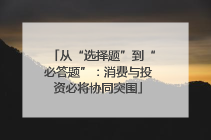 从“选择题”到“必答题”:消费与投资必将协同突围