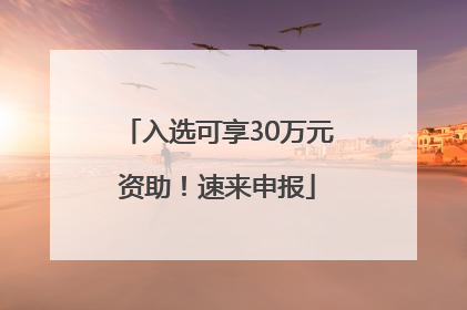 入选可享30万元资助！速来申报