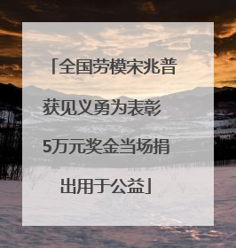 全国劳模宋兆普获见义勇为表彰 5万元奖金当场捐出用于公益