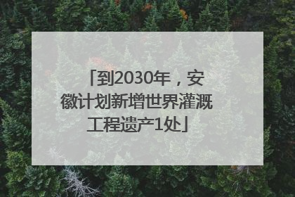 到2030年，安徽计划新增世界灌溉工程遗产1处