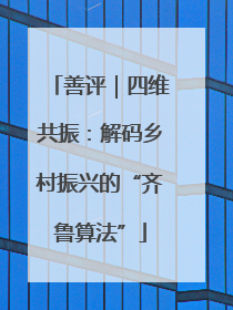 善评｜四维共振：解码乡村振兴的“齐鲁算法”