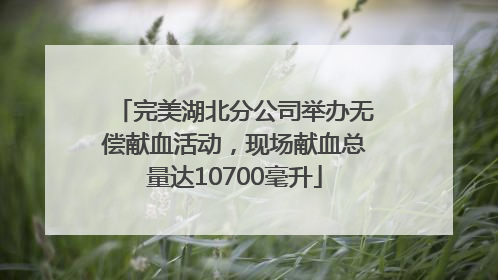 完美湖北分公司举办无偿献血活动，现场献血总量达10700毫升