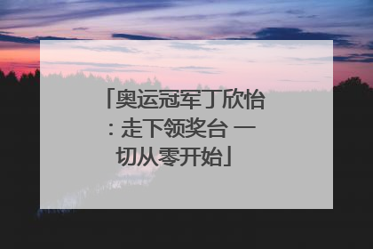 奥运冠军丁欣怡：走下领奖台 一切从零开始