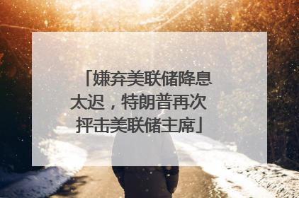嫌弃美联储降息太迟，特朗普再次抨击美联储主席