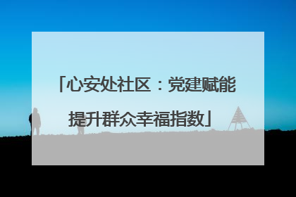 心安处社区：党建赋能 提升群众幸福指数