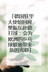 德国驻华大使馆回应樊振东赴德打球：会为欧洲的乒乓球联赛带来新的光彩