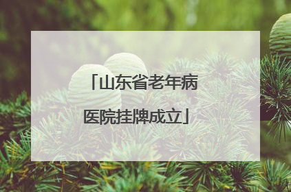 山东省老年病医院挂牌成立