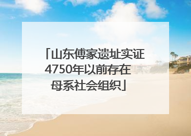 山东傅家遗址实证4750年以前存在母系社会组织