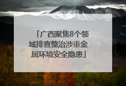 广西聚焦8个领域排查整治涉重金属环境安全隐患