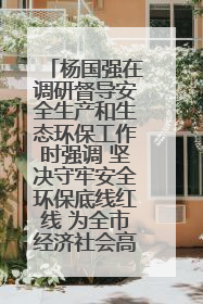 杨国强在调研督导安全生产和生态环保工作时强调 坚决守牢安全环保底线红线 为全市经济社会高质量发展提供坚强保障