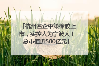 杭州名企中策橡胶上市，实控人为宁波人！总市值近500亿元