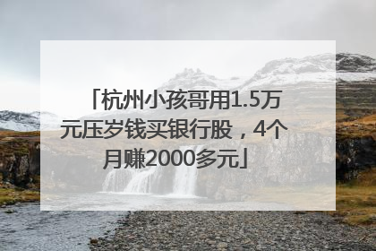 杭州小孩哥用1.5万元压岁钱买银行股，4个月赚2000多元
