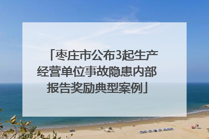 枣庄市公布3起生产经营单位事故隐患内部报告奖励典型案例