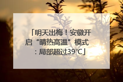 明天出梅！安徽开启“晴热高温”模式：局部超过39℃
