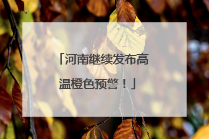 河南继续发布高温橙色预警！