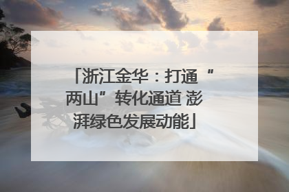 浙江金华：打通“两山”转化通道 澎湃绿色发展动能
