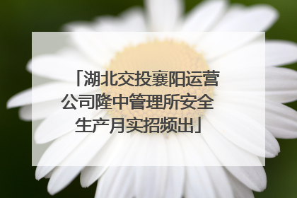 湖北交投襄阳运营公司隆中管理所安全生产月实招频出
