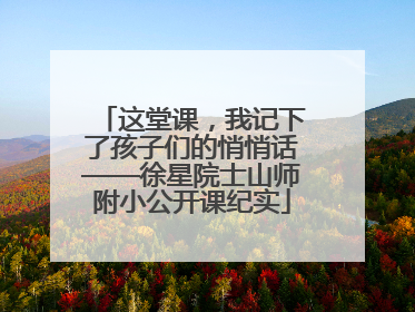 这堂课，我记下了孩子们的悄悄话——徐星院士山师附小公开课纪实