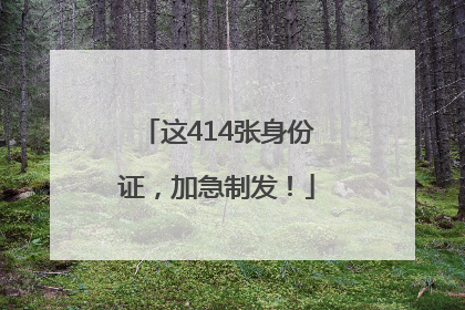 这414张身份证,加急制发!