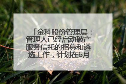 金科股份管理层：管理人已经启动破产服务信托的招募和遴选工作，计划在6月初召开评审会