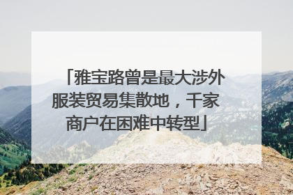 雅宝路曾是最大涉外服装贸易集散地，千家商户在困难中转型