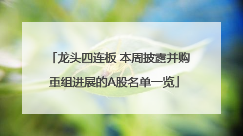 龙头四连板 本周披露并购重组进展的A股名单一览