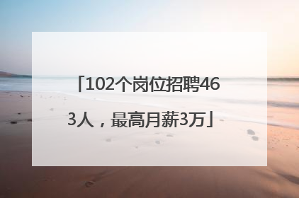 102个岗位招聘463人，最高月薪3万