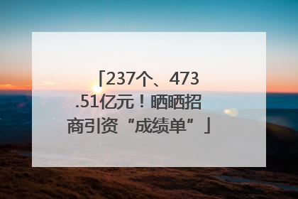 237个、473.51亿元！晒晒招商引资“成绩单”