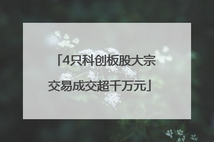 4只科创板股大宗交易成交超千万元