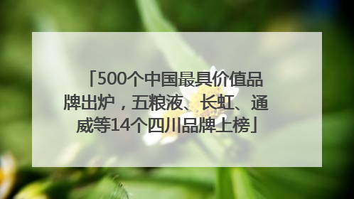 500个中国最具价值品牌出炉，五粮液、长虹、通威等14个四川品牌上榜